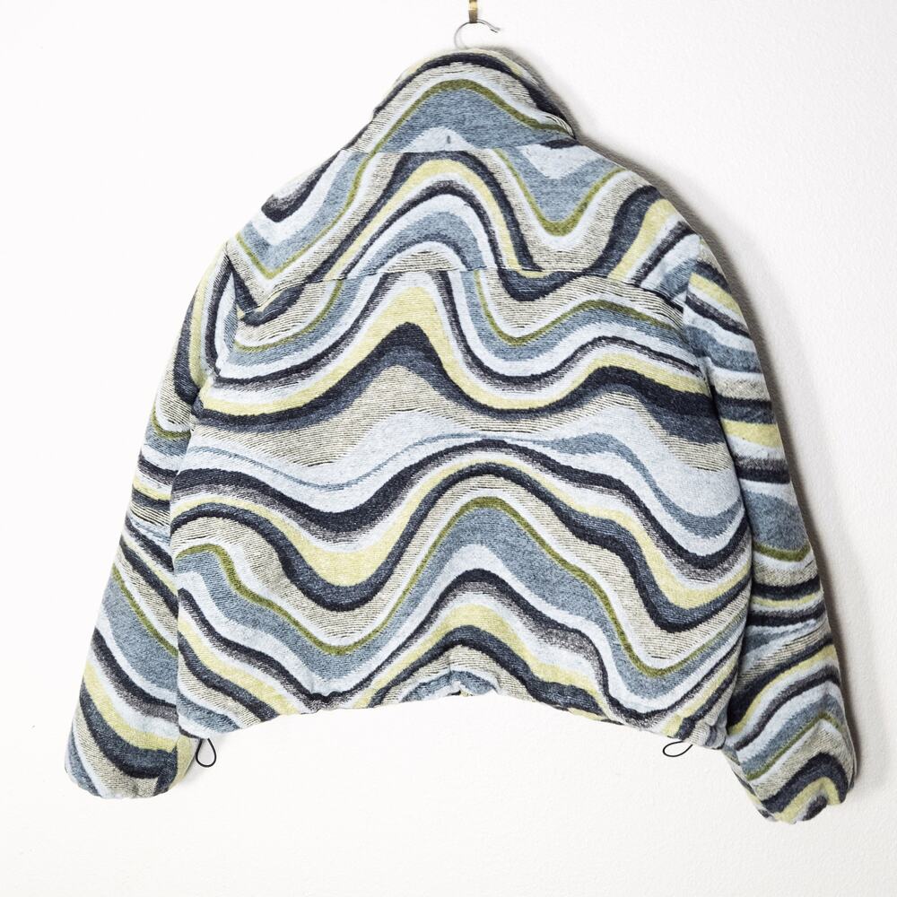 BDG Women’s Isla Wool Puffer Jacket Swirl Print Dopamine Snow Bunny Size 2XL - Picture 2 of 10
